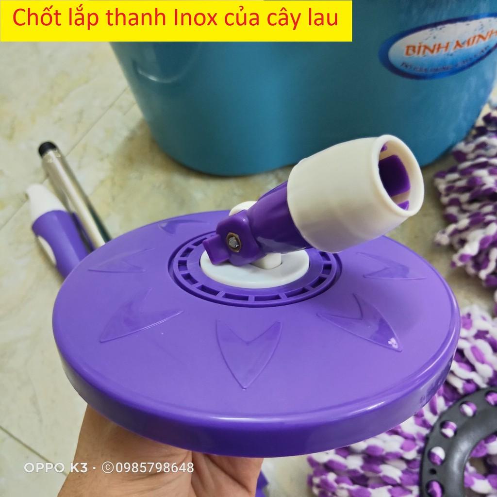 bộ chổi lau nhà xoay 360 độ lồng Inox chống rỉ kèm hai bông lau sợi tổng hợp