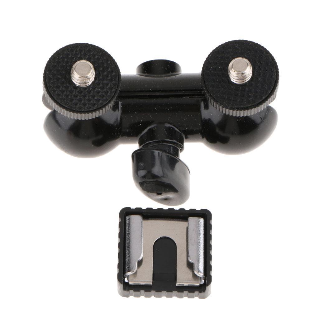 360 Degree Double Ballhead & 1/4" Screw for LED Lights Flash Lights Monitor