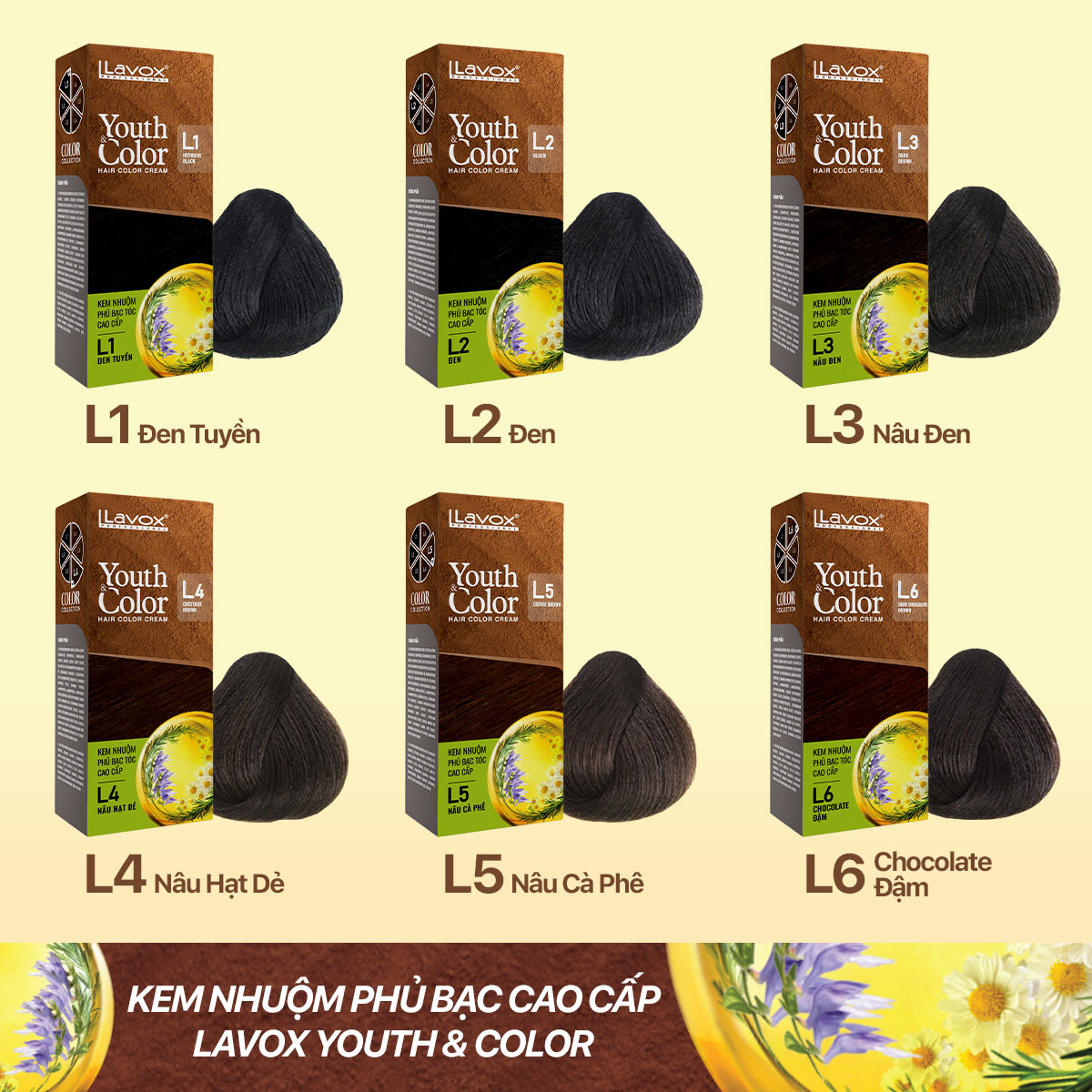 Combo 2 Kem Nhuộm Màu Cao Cấp Youth&amp;Color Lavox lên Màu Đẹp, Dễ Nhuộm Tại Nhà