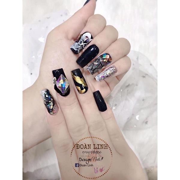 Set hộp 10 ô lưới ren ẩn nhũ trang trí móng nail