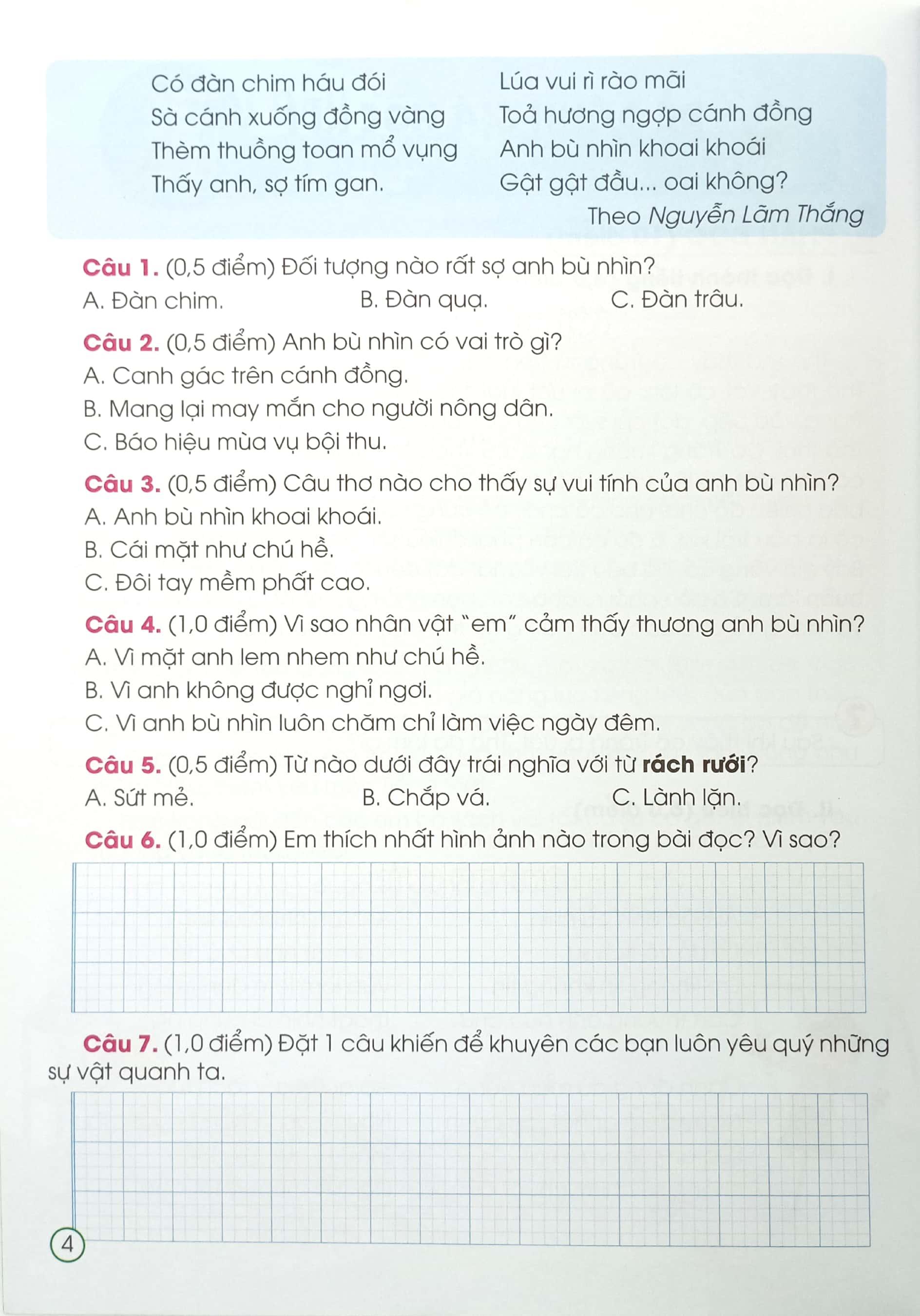 Đề Đánh Giá Năng Lực Tiếng Việt 3