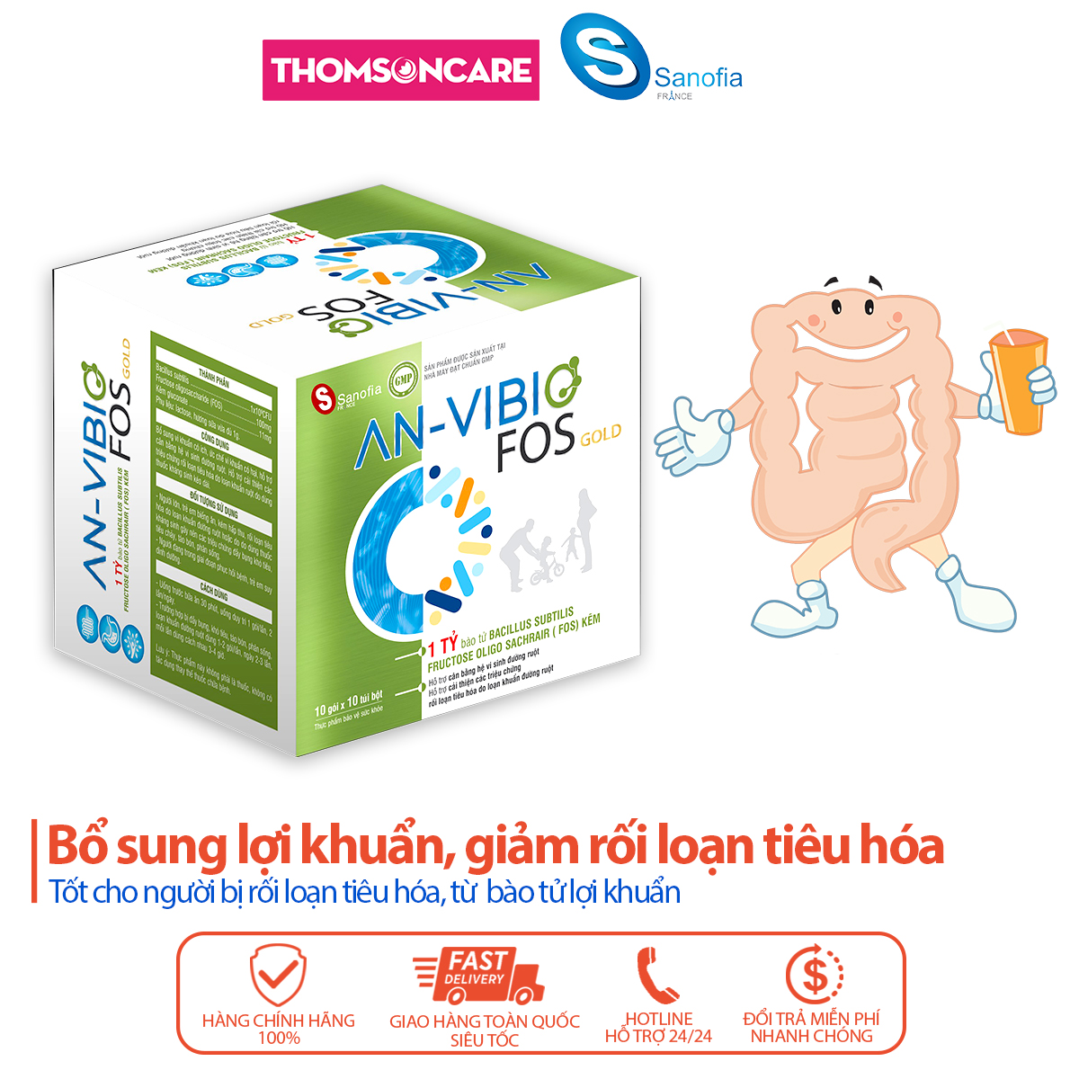 Men vi sinh An Vibio Fos Gold - Bổ sung lợi khuẩn, giảm rối loạn tiêu hóa từ các bào tử lợi khuẩn và kẽm -Thomsoncare