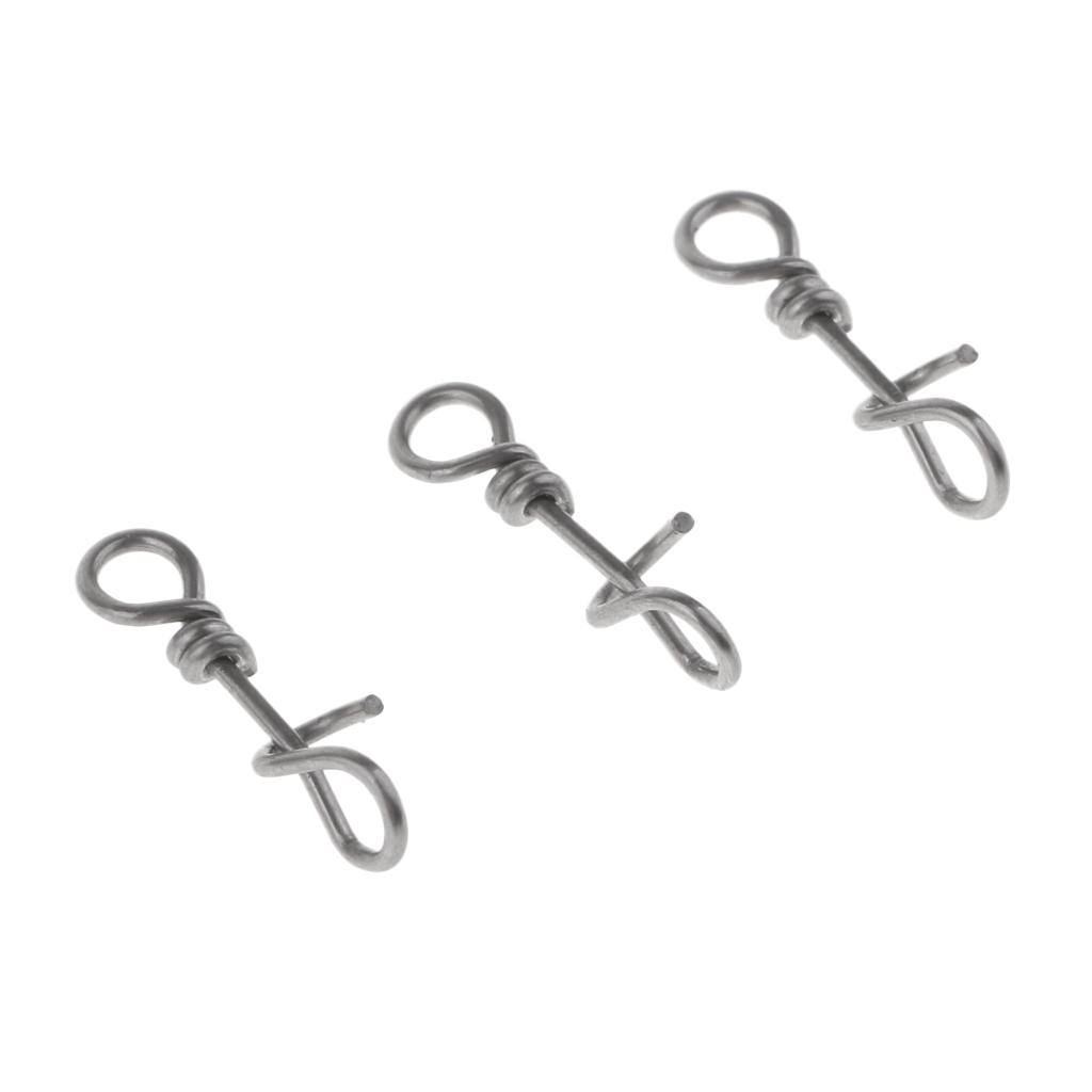50 Pieces Stainless Steel Quick Lock Fishing Snap Clip Swivel Connector 15mm