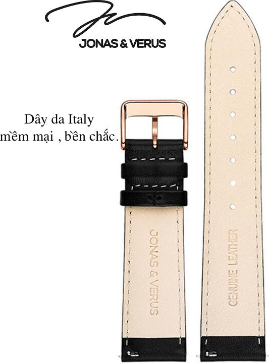Đồng hồ đeo tay Nam hiệu JONAS & VERUS Y01563-A0.PPWLB, Máy Cơ , Kính mo tráng sapphire, Dây da Italy