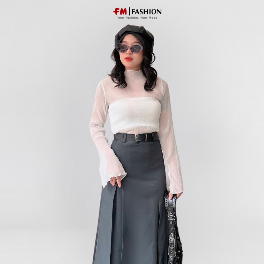 Set áo lưới kèm áo croptop Fm Style áo lưới dài tay phối cùng áo croptop phong cách hàn quốc thời thượng 23041054