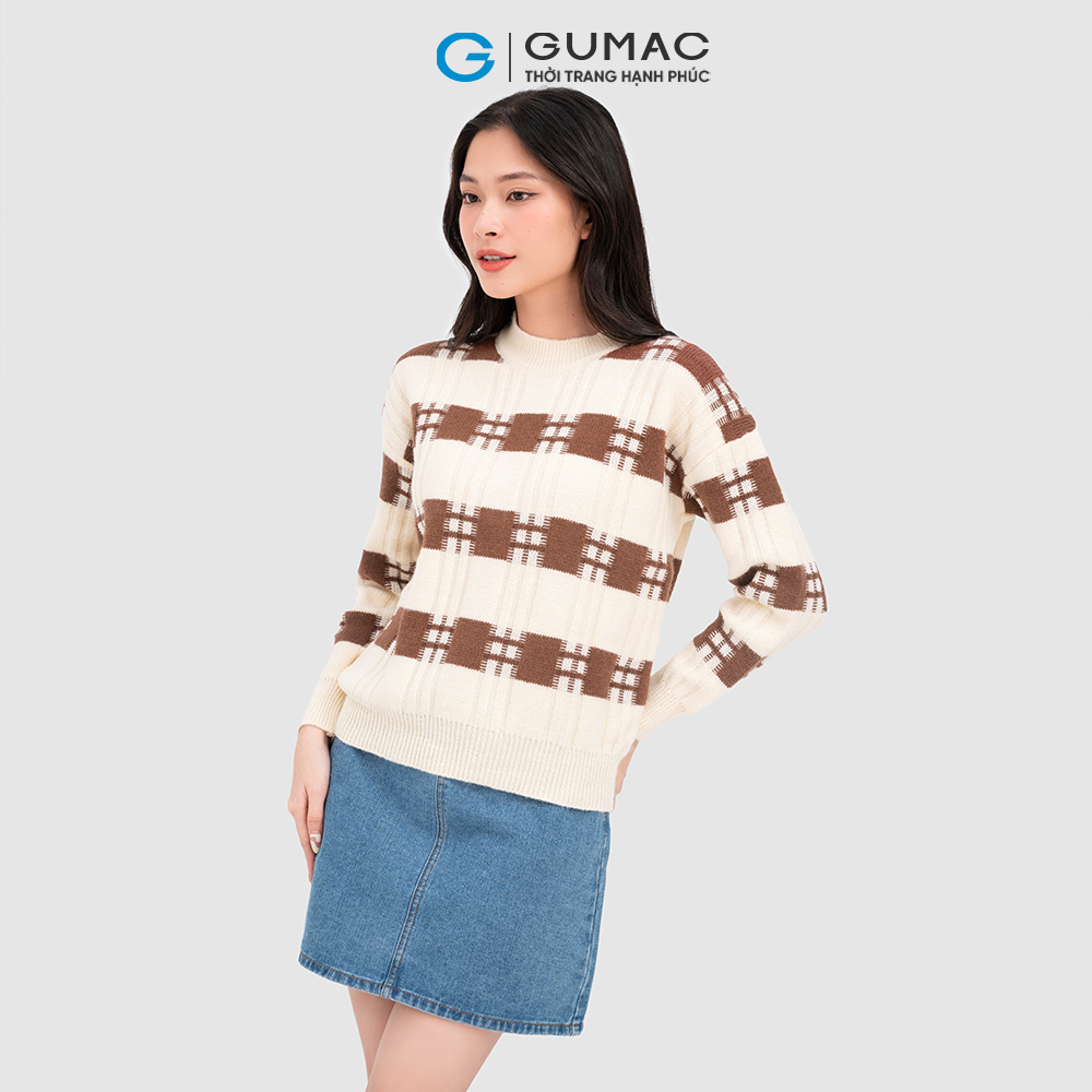 Áo len họa tiết sọc thời trang GUMAC AC11095
