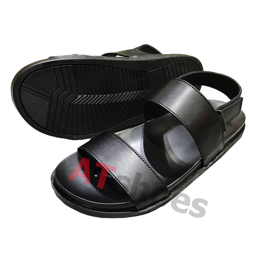 Giày Sandal Nam Dép Quai Hậu Nam Da Bò Thật Cao Cấp, Đế Êm Bên Atshoes Atxd1120 (Đen