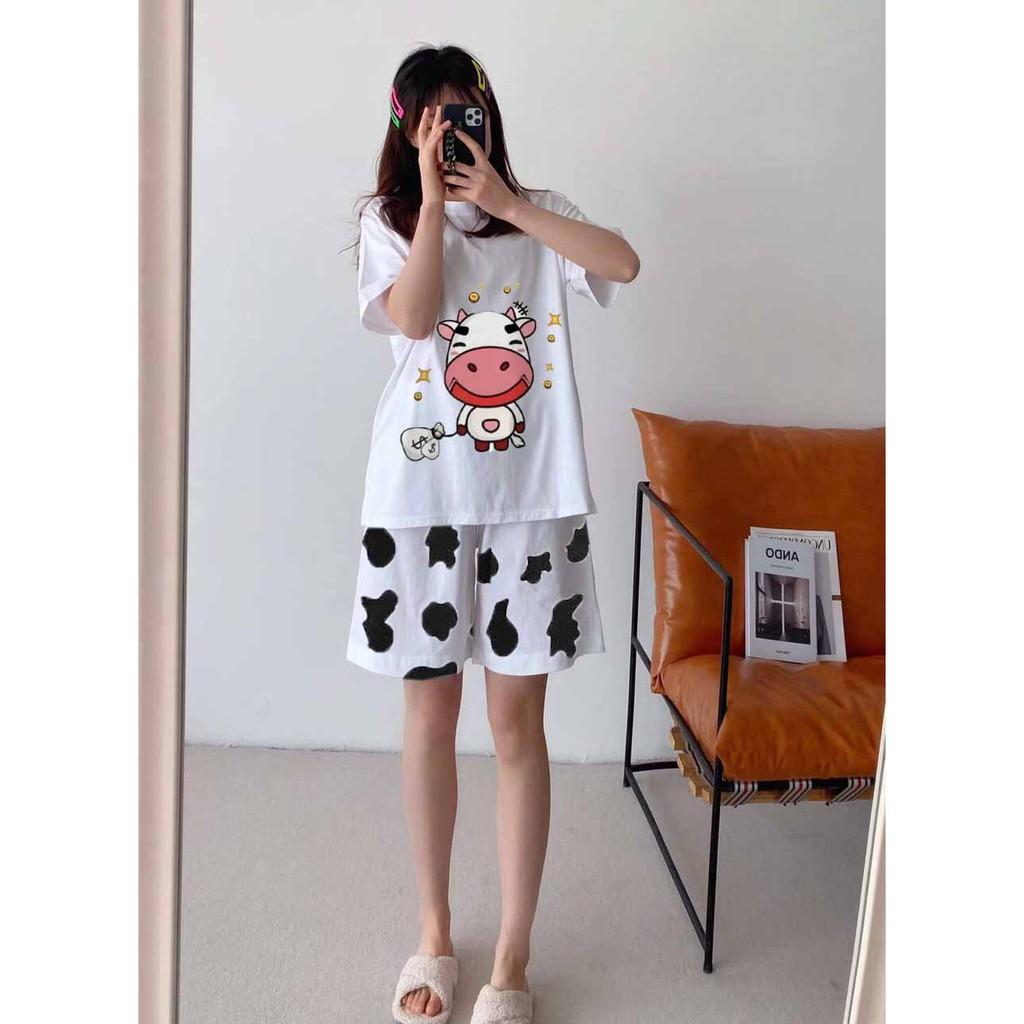 ĐỒ BỘ MẶC NHÀ NAM NỮ THUN LẠNH COTTON ĐẸP, LOANG MÀU BÒ SỮA SIÊU HOT,IN HÌNH CHÚ BÒ MOO ĐẸP,CUTE DANGD YÊU , THỜI TRANG MÙA HÈ, SÉT ĐỒ BỘ THUN LẠNH MÙA HÈ-JINS STORE