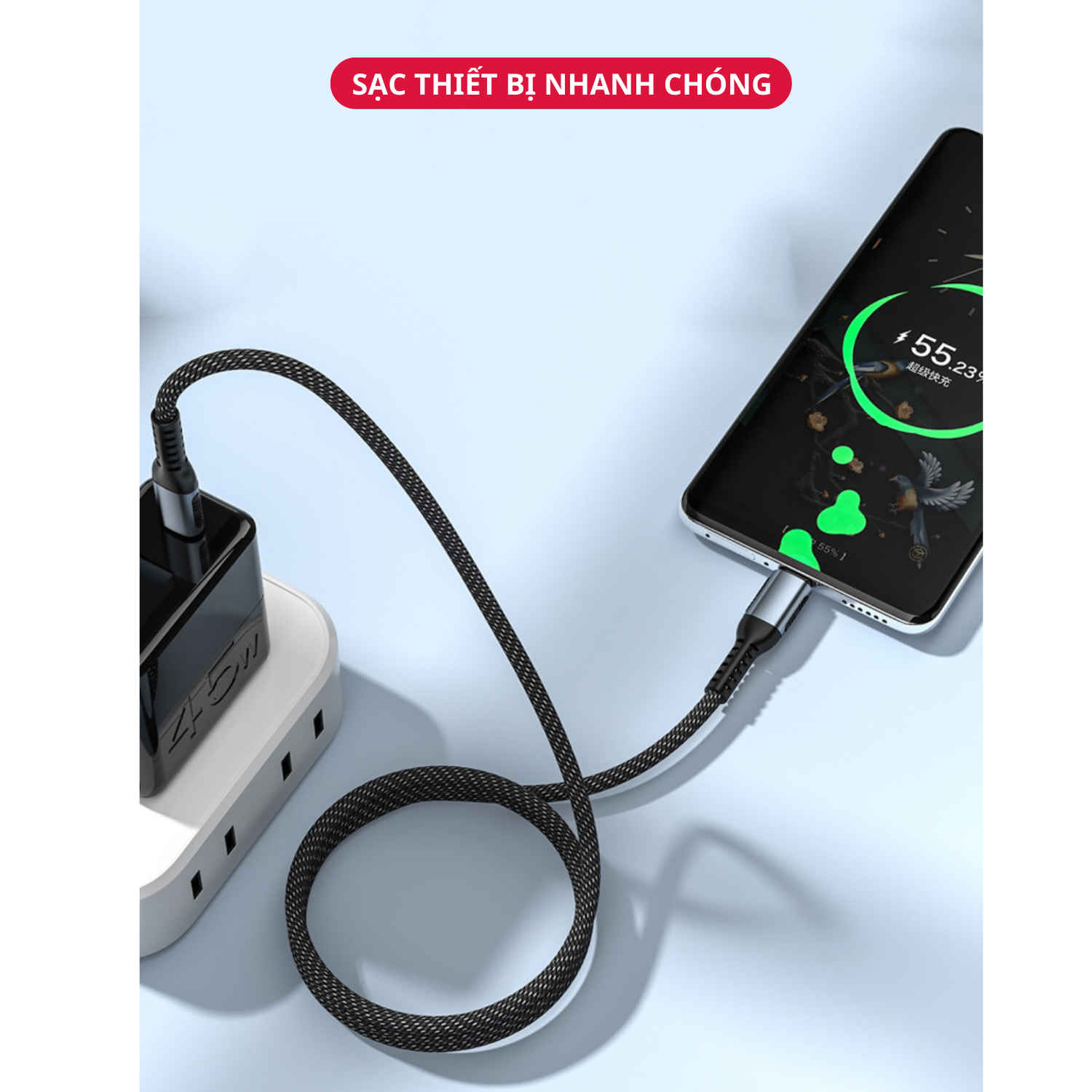 Dây Cáp Sạc Nhanh USB Type C to Type C 100W Dài 2M Dây Dù Siêu Bền Tốc Độ cao Chuyên Sạc Laptop, Smartphone, Tablet - Hàng Chính Hãng Tamayoko