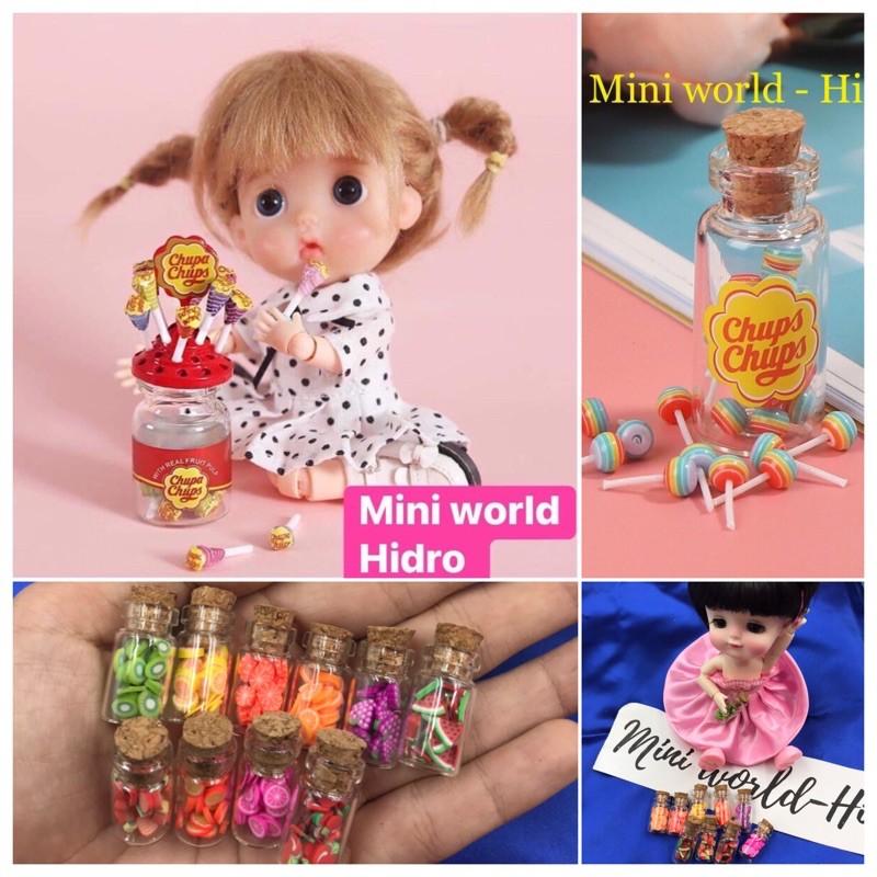 Mô hình hũ kẹo mút chupa chups mini tí hon tỉ lệ 1/12 trang trí nhà búp bê