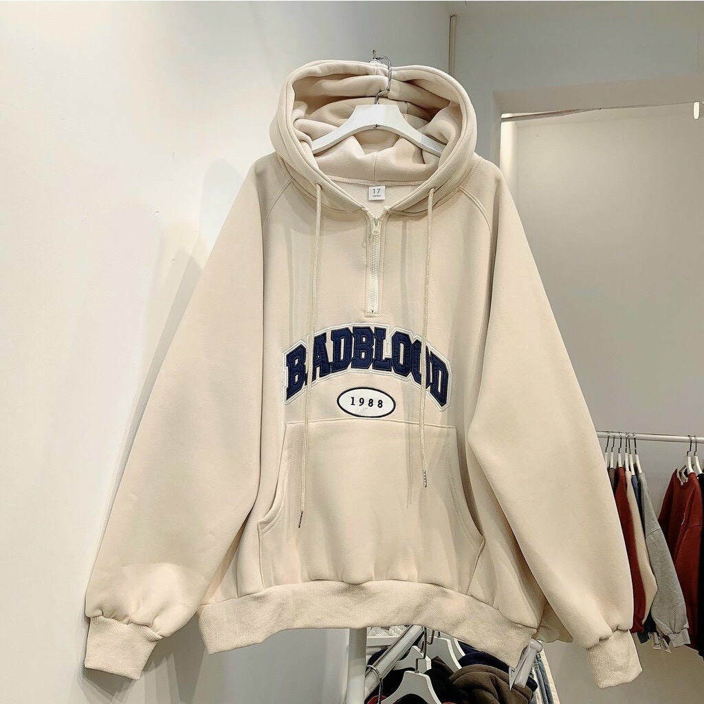 Áo Hoodie Bigsize <80kg BADBLOOD (kèm ảnh thật ), ÁO KHOÁC HOODIE CHUI ĐẦU NỮ NỈ NGOẠI BADBLOOD DÀY DẶN ẤM ÁP MÀU KEM MÀU ĐEN CAO CẤP BABO SIÊU XỊN SÒ ĐỈNH CAO HOT HIT, HOÁC HOODIE BADBLOOD FORM ĐẠI