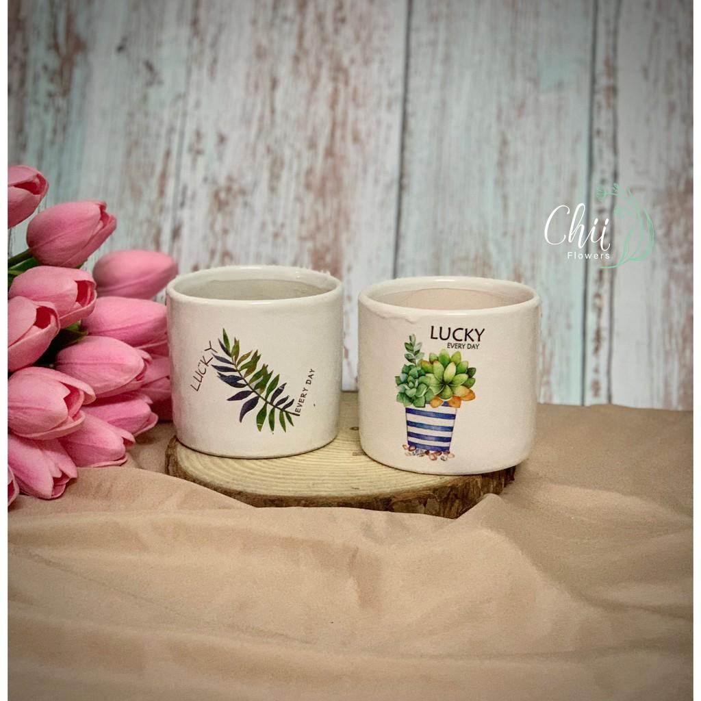Chậu hoa gốm sứ mini Bát Tràng trang trí đẹp phòng khách BG91