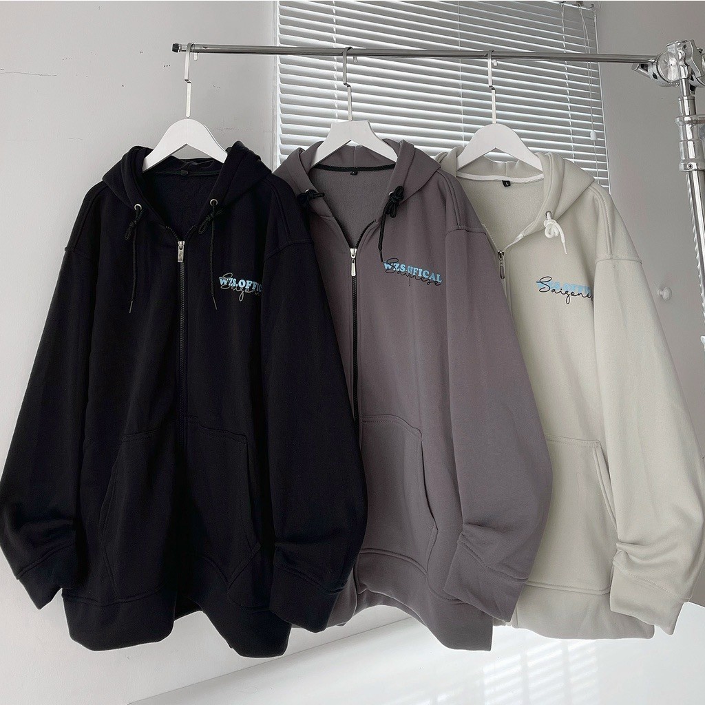 Áo khoác nỉ nam nữ WZS.OF hoodie full zip form rộng bo gấu tay phồng hàn quốc-áo khoác ulzzang, ÁO KHOÁC NGOẠI DÂY KÉO KHÓA ZIPPER NĂNG ĐỘNG MÀU SẮC CÁ TÍNH CHUẨN HÀN, Áo Khoác chống nắng In WZS Sài gòn Chữ Nổi Siêu DÀY Dặn Thoáng Mát Cá Tính HOT Cực Xinh