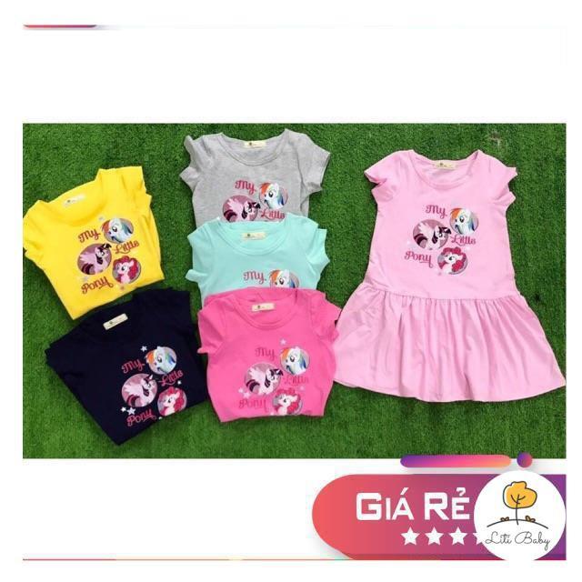 Váy bé gái cotton hình elsa, pony hè size 1-10T