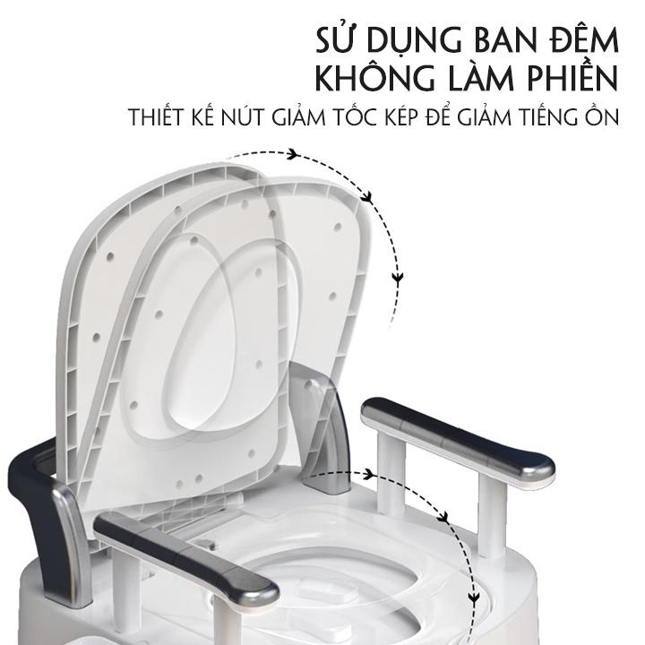 Bồn Cầu Di Động Cho Người Già Có Tay Vịn và tựa lưng , Bô Vệ Sinh Chống Trượt cho người bệnh, người già