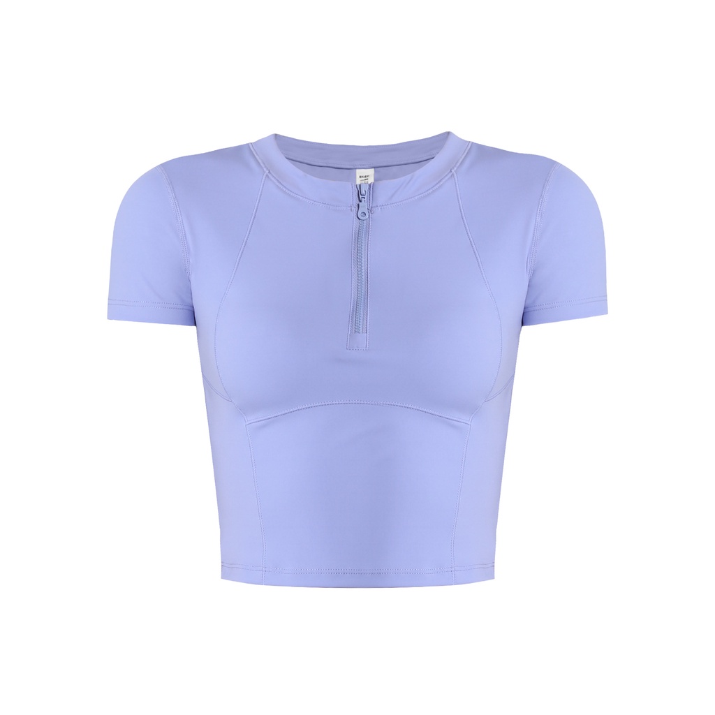 Áo Croptop ngắn tay PYM SPORT có khóa cổ chất liệu spandex mềm mịn thoáng khí, thiết kế năng động - PYMAT034