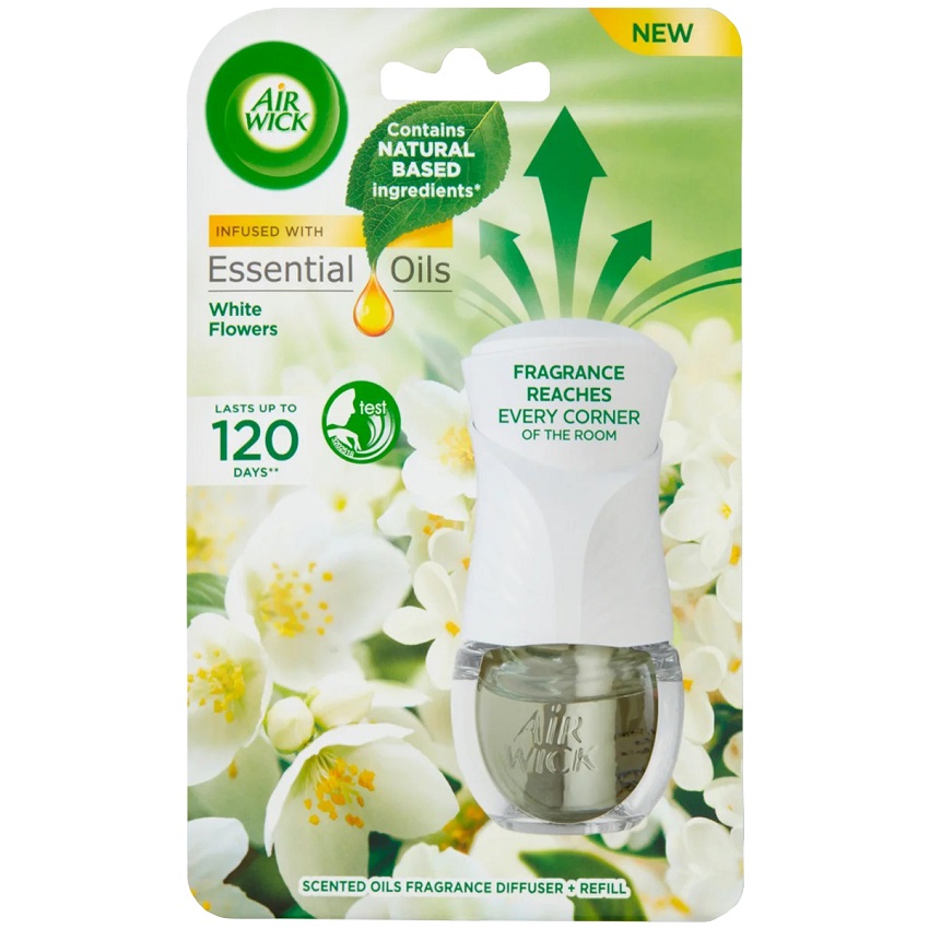 Hình ảnh Bộ Tinh Dầu Cắm Điện Air Wick AWK2243 White Flowers 19ml (Hương hoa nhài, hoa lan trắng), sử dụng điện 220V