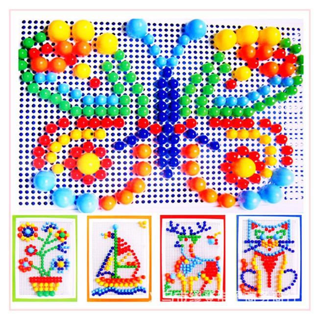 Đồ chơi xếp hình đinh nấm sáng tạo 296 chi tiết cho bé, bộ ghép hình hạt nhựa đinh nấm tạo hình nhiều màu