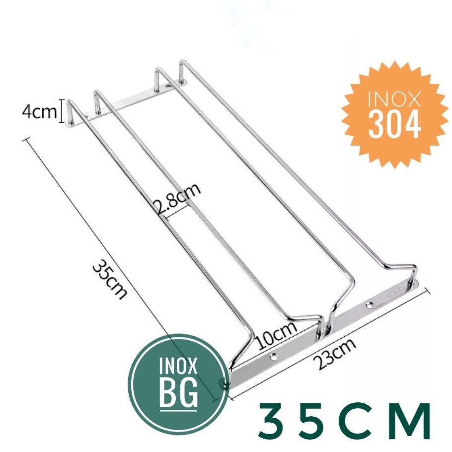 Treo ly, Gài ly 1/2/3 hàng inox304 cho tủ sâu 35cm