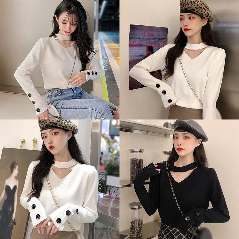 Áo Len Tay Dài Cổ Chữ V Form Rộng Phong Cách Retro