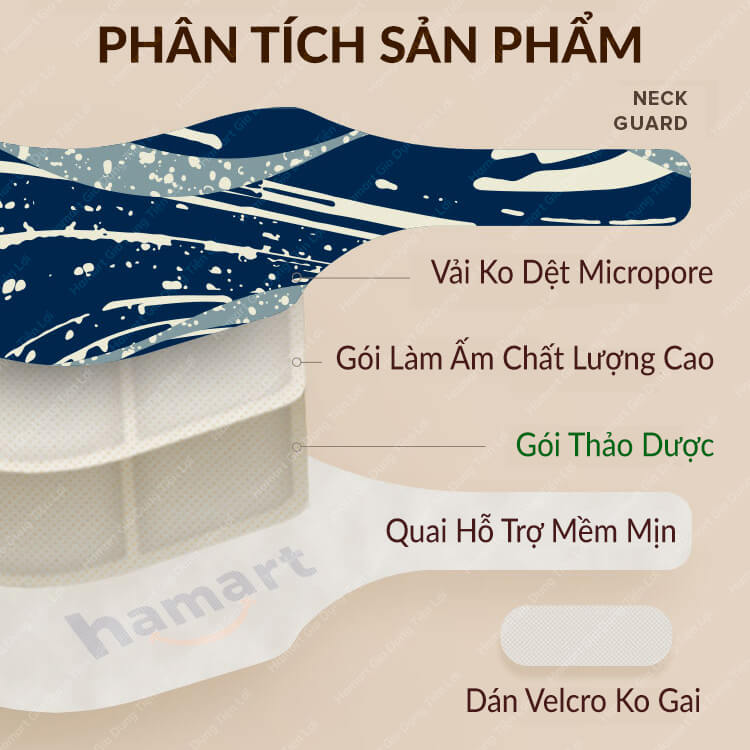 Đai Dán Nóng Chườm Cổ Vai Gáy Hamart Xông Hơi Nhiệt Giảm Đau Thư Giãn Cổ Vai Gáy Hiệu Quả