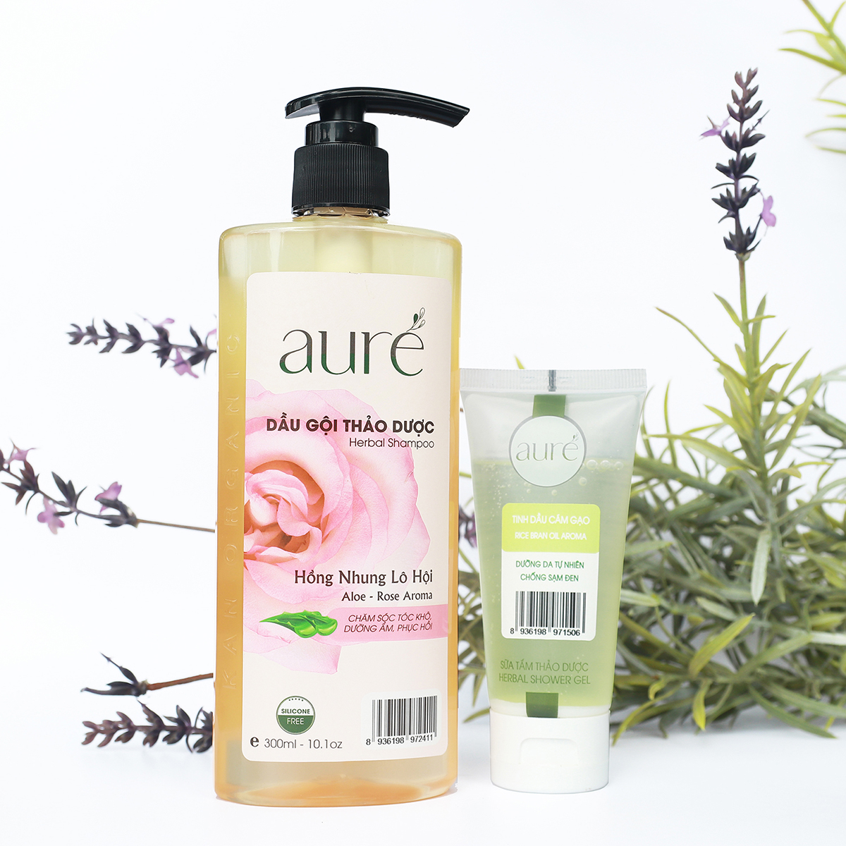 [AURÉ Tặng Quà] Dầu gội thảo dược, Hồng nhung Lô hội, Chai 300ml + TẶNG Sữa tắm thảo dược, Tuýp 50ml