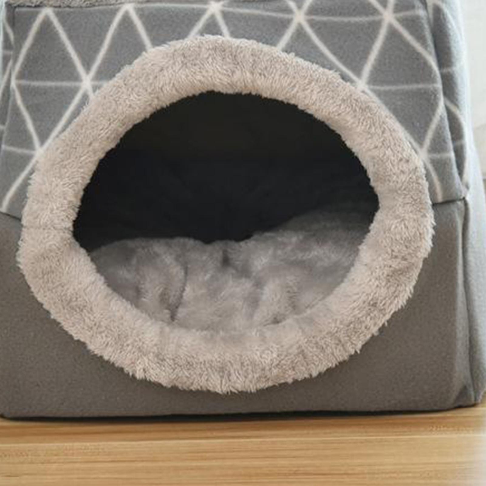 2 in 1 Soft Cat Pet House Bed Kennel Puppy Cave Warm Nest Mat Pad