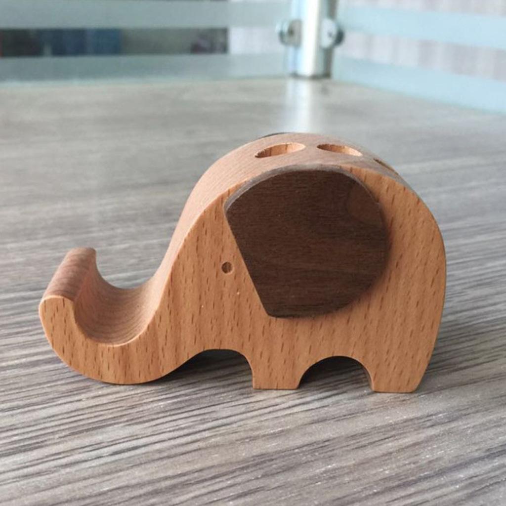 2xSolid Wood Animal Moible Phone Holder Desk Stand Holder for Phone Tablets d