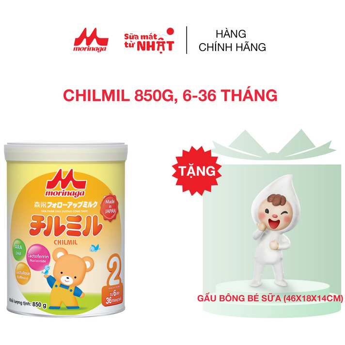 Sữa Morinaga Số 2 Chilmil loại 850g + Tặng Gấu Bông Bé Sữa