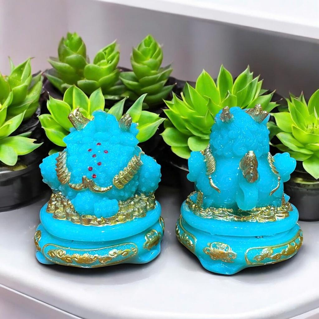 {RV} Cặp cóc tỳ đá xanh lá mini RỒNG VIỆT, cặp thiềm thừ đá đúc đài loan cao cấp