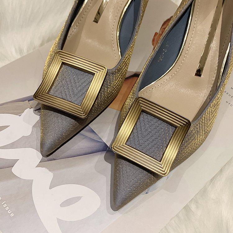 Giày Cao Gót Mũi Nhọn Màu Trơn Thời Trang Cho Nữ