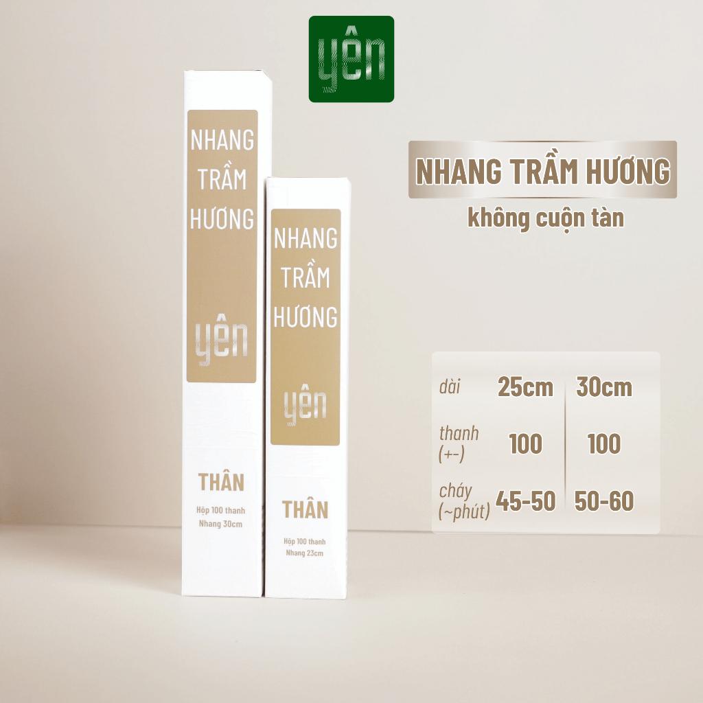 Nhang Trầm Hương Yên Loại Thân 23-30cm Hộp 100 thanh Sạch Tự Nhiên Ít Khói Dùng Thờ Cúng Xông Thơm - Nhang Trầm 30cm