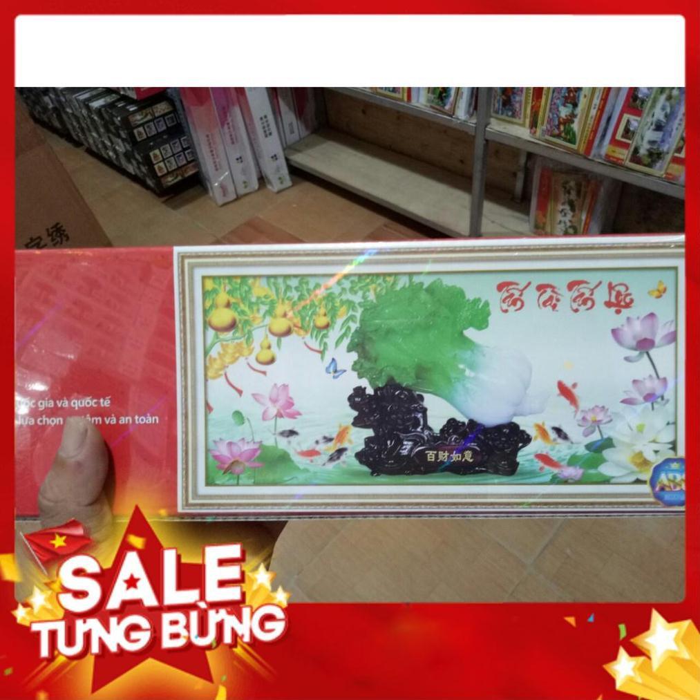 Tranh đính đá thư pháp tấn tài tấn lộc KT 90x45cm