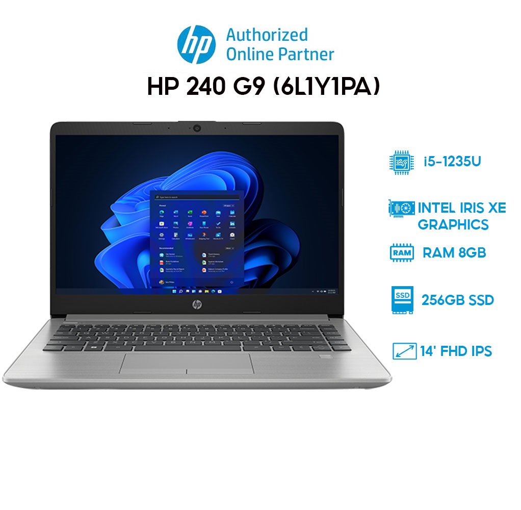 Laptop HP 240 G9 6L1Y1PA (i5-1235U | 8GB | 256GB | Intel Iris Xe Graphics | 14' FHD | Win 11) Hàng chính hãng