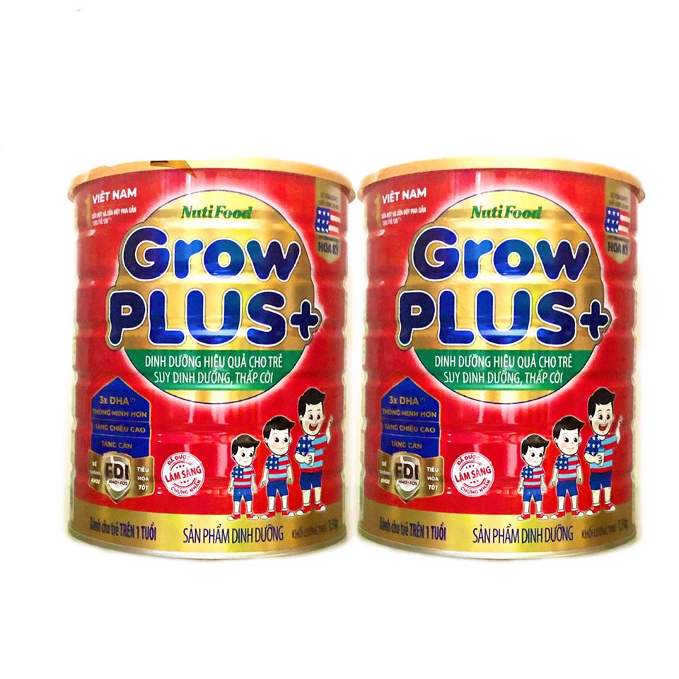 Bộ 2 Lon Sữa GrowPLUS+ Đỏ Cho Trẻ Suy Dinh Dưỡng Trên 1 Tuổi - 1.5kg