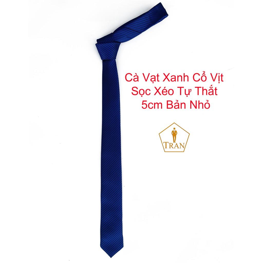 Cà Vạt, Caravat Xanh, Xanh Đen Nam Cao Cấp 5, 8cm Tự Thắt, Thắt Sẵn.