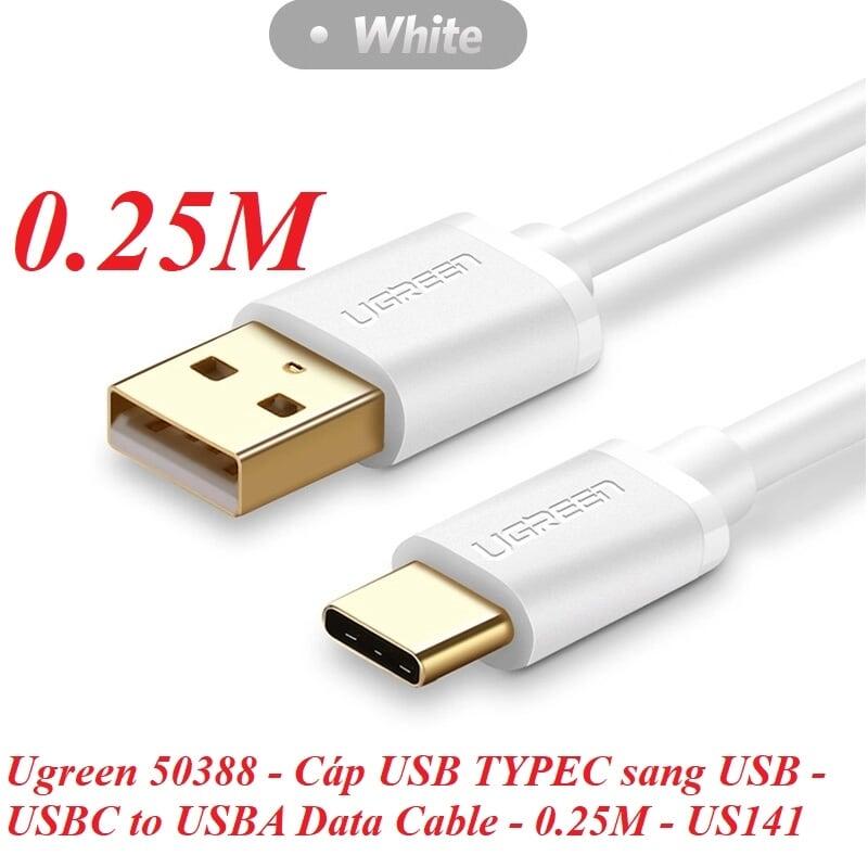 Ugreen UG50388US141TK 0.25M màu Trắng Cáp USB TypeC sang USB 2.0 Cáp dẹt - HÀNG CHÍNH HÃNG