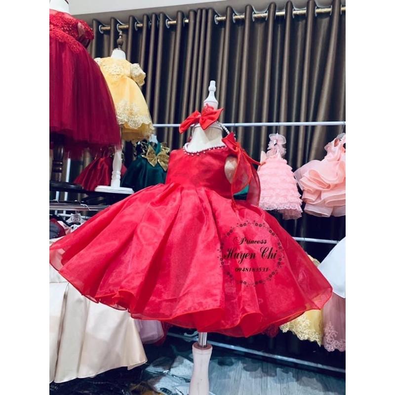 VÁY NƠ VAI voan Hàn Tặng kèm cài nơ tóc