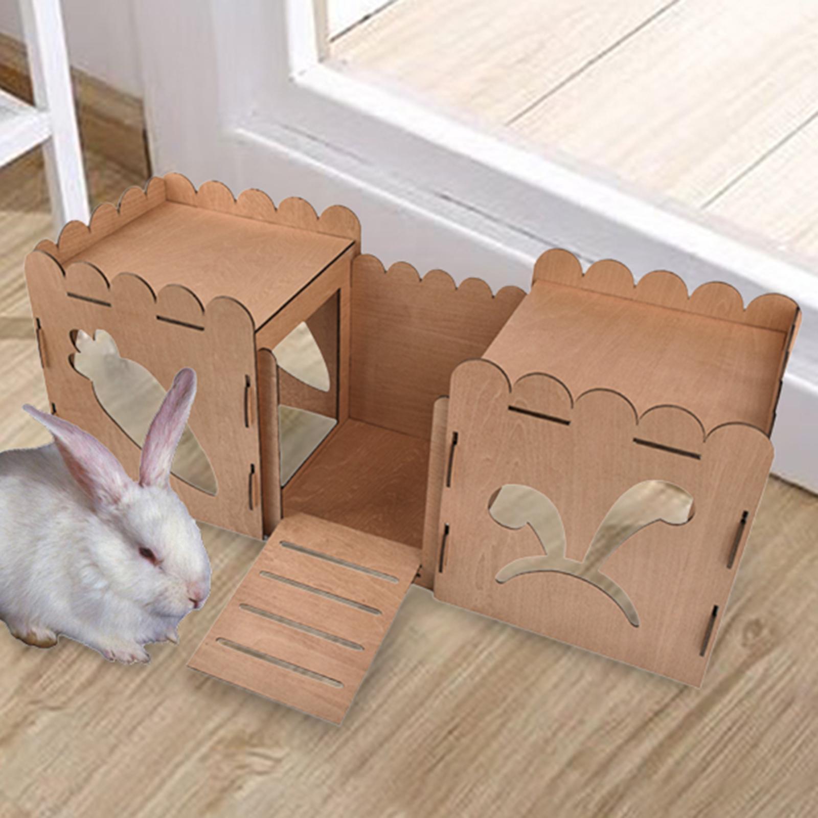 Hamster House Guinea Pig Cage Decor Pet Bed Hut Wooden Rabbit Castle Hideout