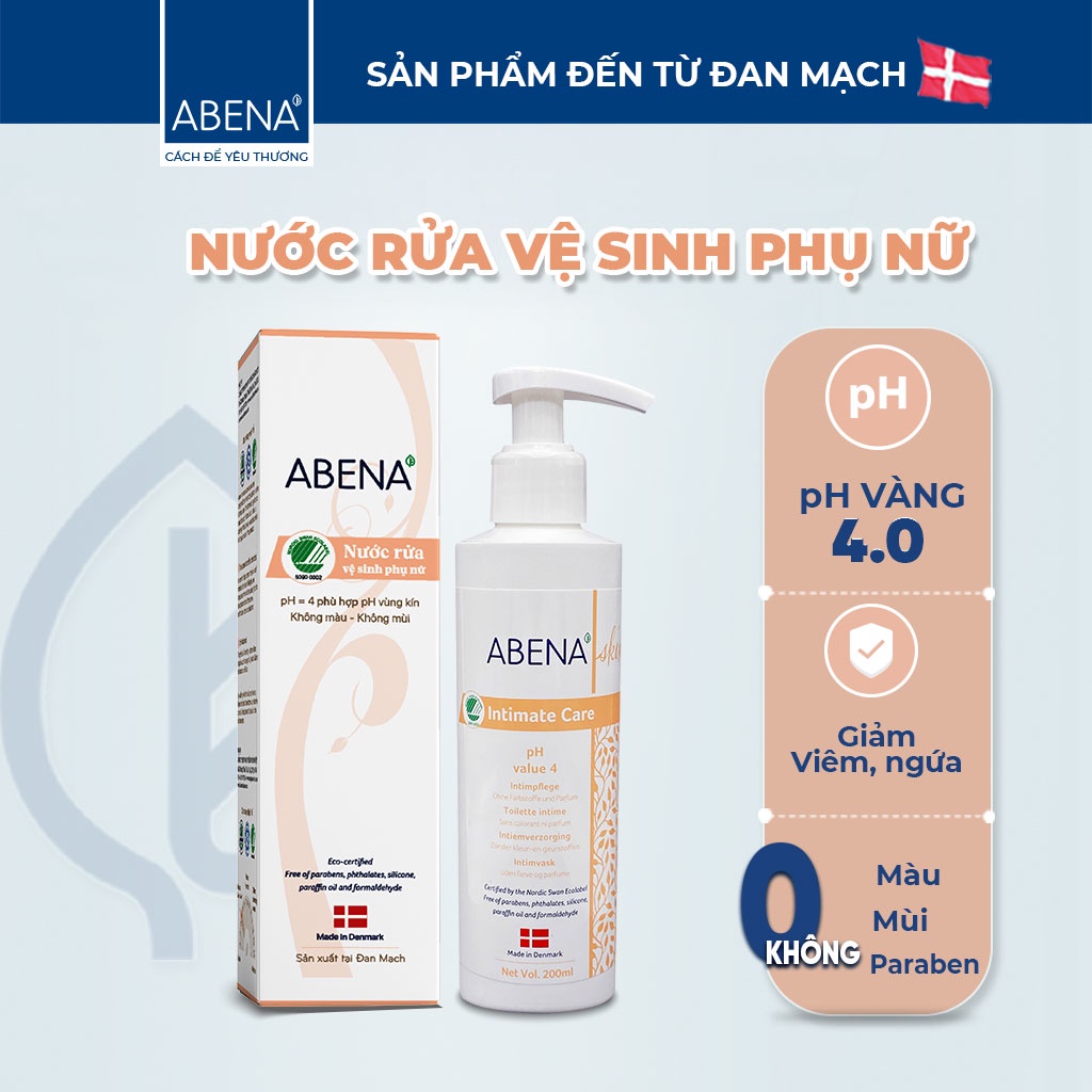 Dung dịch nước rửa vệ sinh phụ nữ an toàn sức khỏe dạng gel Abena Intimate Care nhập khẩu Đan Mạch