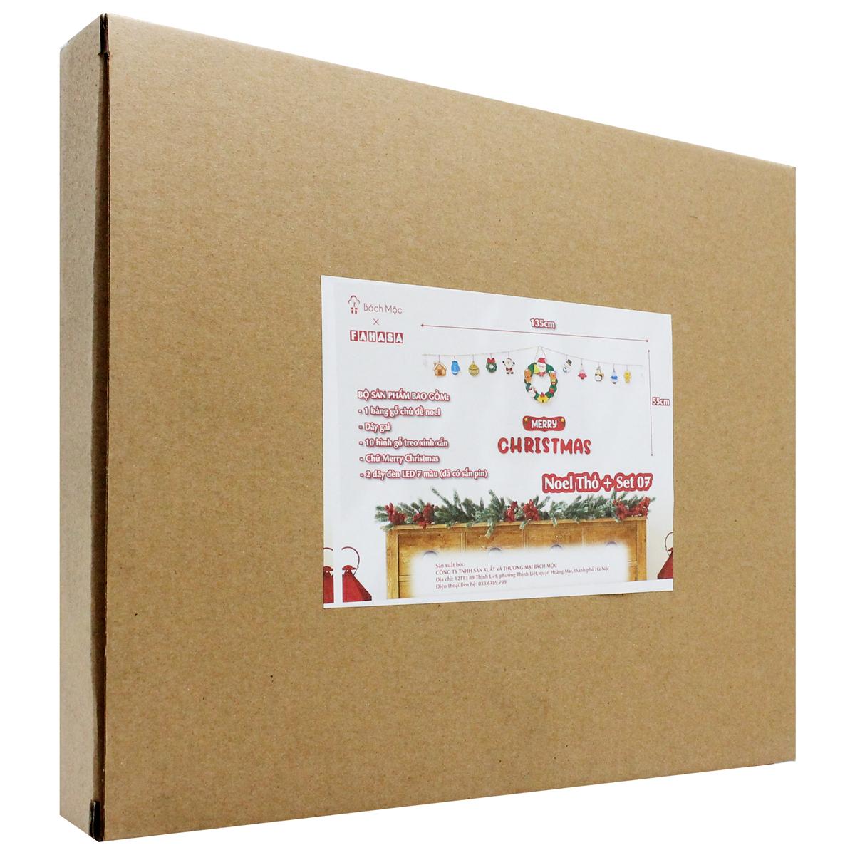 Dây Hình Gỗ Treo Tường Trang Trí Giáng Sinh - Bách Mộc - Ông Già Noel Cầm Cây Thông