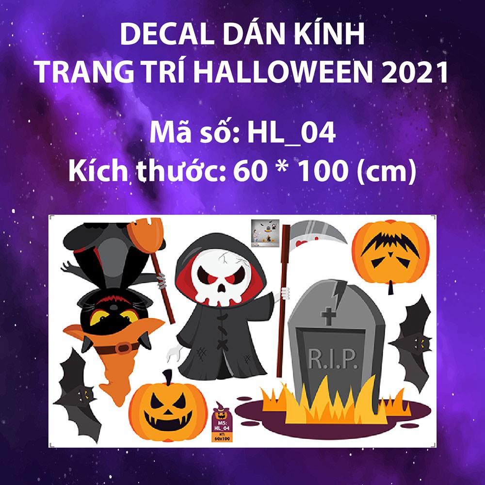 DECAL TRANG TRÍ HALLOWEEN 2021 COMBO XƯƠNG SỌ VÀ BIA MỘ