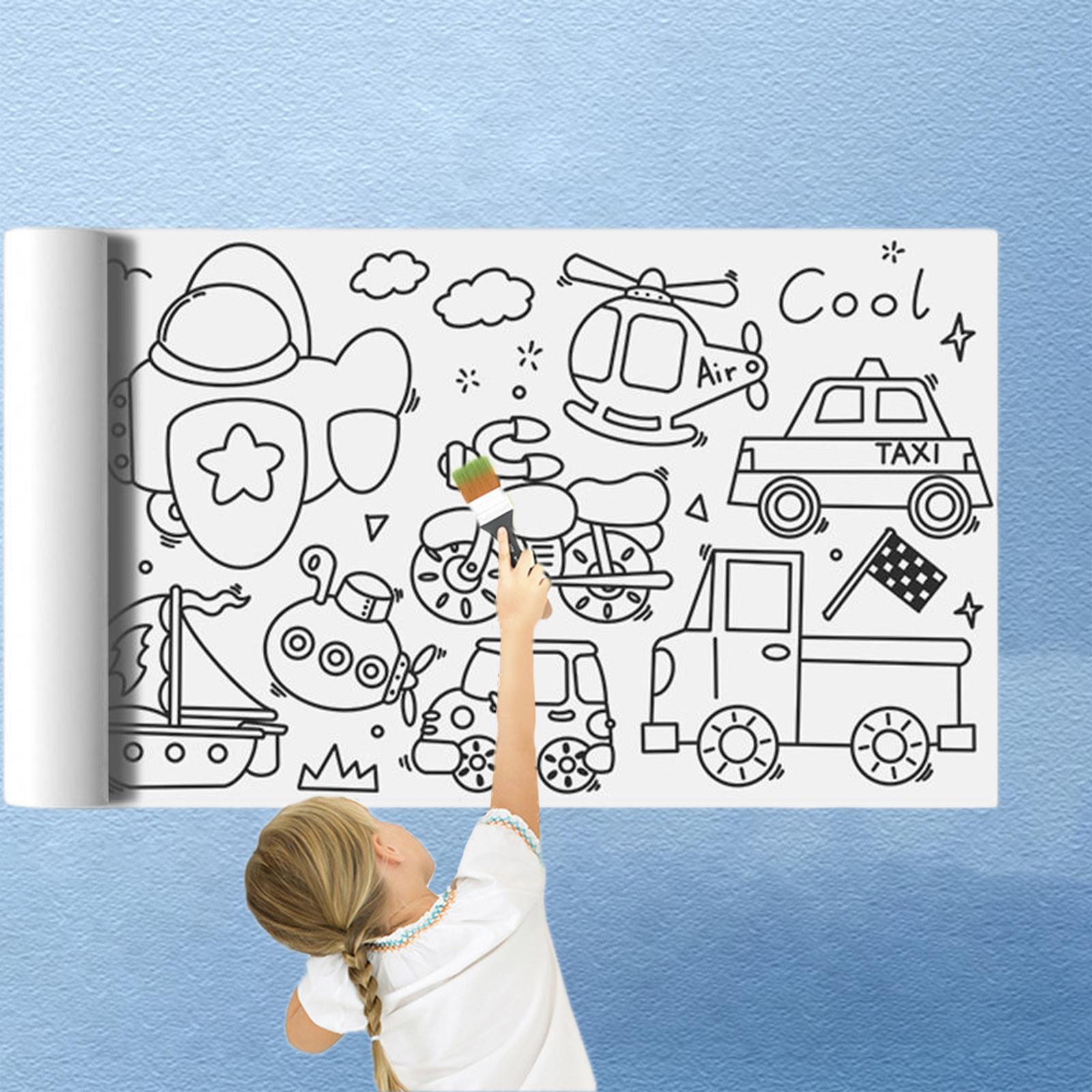 2Pieces Large Kids Coloring Paper Roll, Colorable with Tear Off Line Coloring Tablecloth for Children Birthday Home