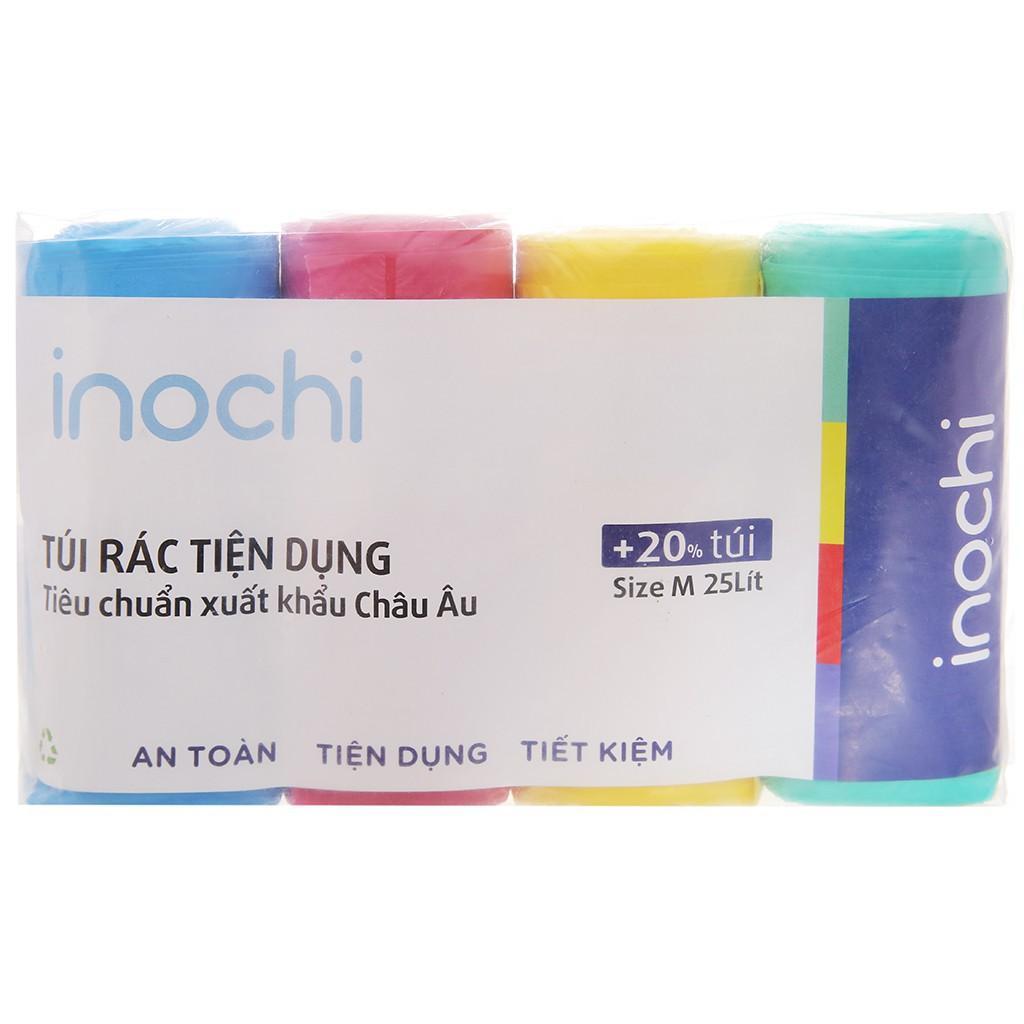 Lô túi rác màu tiện dụng Inochi - Soji 10 - 25 - 50L có quai cầm (4 cuộn