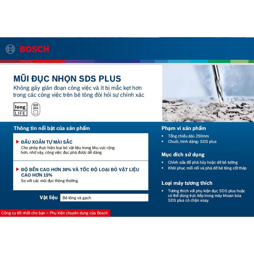 Mũi đục nhọn tự mài 14x250mm chuôi Sds-Plus Bosch 2609390576 | DCSG