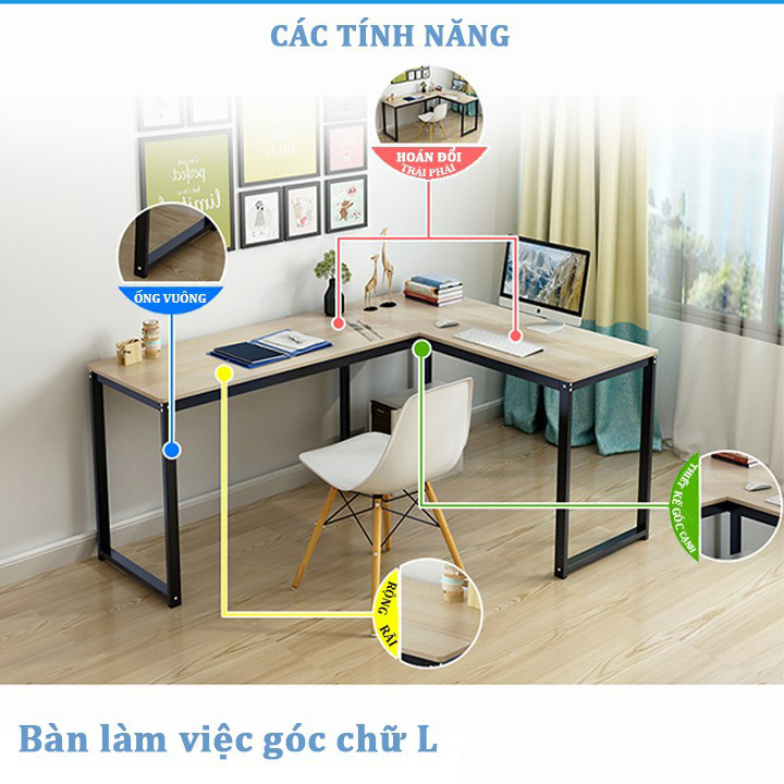 Bàn làm việc góc chữ L chân thẳng OCA34