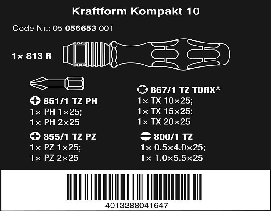 Bộ đa năng kraftform kompakt 10, Wera 05056653001