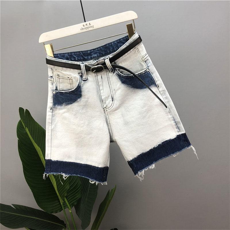 Quần Short Denim Ống Rộng Màu Sắc Tương Phản Thời Trang Dành Cho Nữ