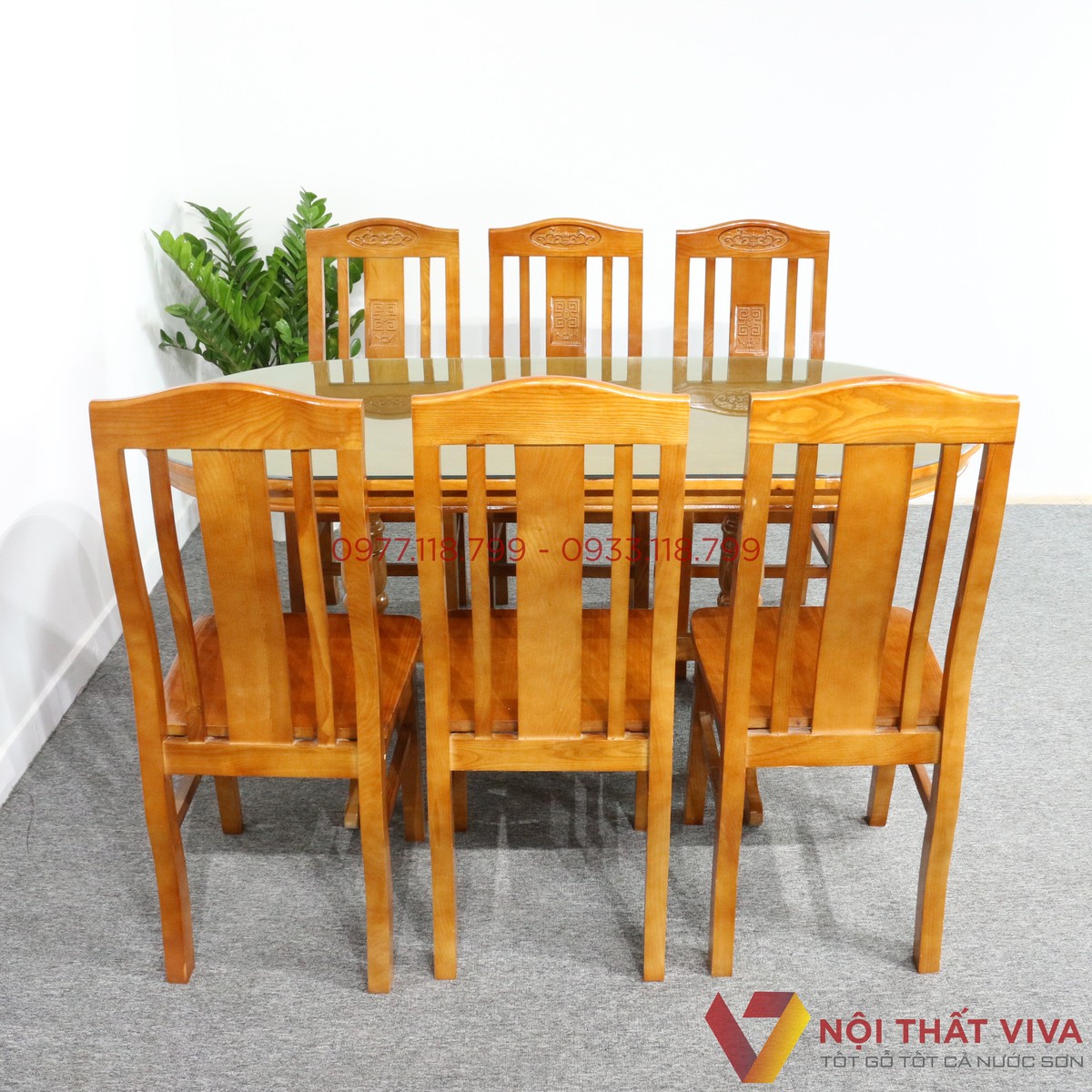 Bàn Ăn Gỗ Sồi Oval 6 Ghế Đẹp Giá Rẻ