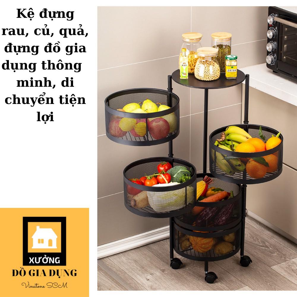 Kệ đa năng đựng rau củ quả và đồ gia dụng, di chuyển xoay 360*, dễ dàng lắp đặt, chất liệu thép không gỉ